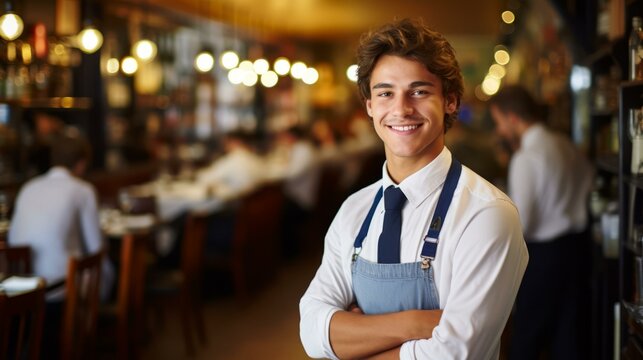 Portrait of a waiter in a restaurant