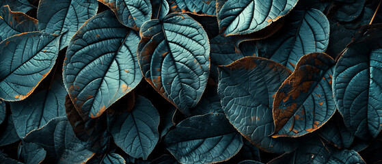 A close up of leaves with a blue tint