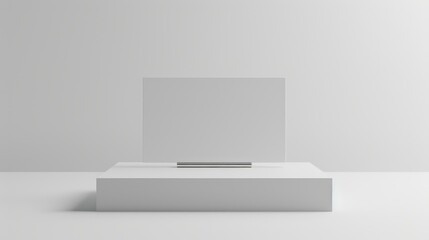 Blank White Product Showcase Stage On White Background