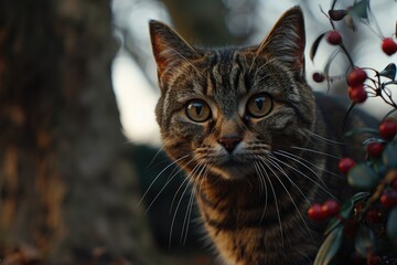 Cat walking down the street professional photography