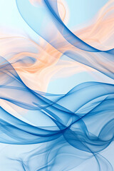 Cerulean blue and soft peach wave abstract background, calm and inviting for serene interior designs
