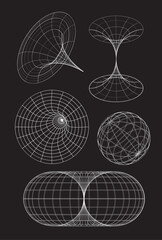 Obraz premium Geometric 3d Wireframe Element Shape set 2