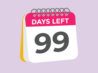 99 days to go countdown template. 99 day Countdown left days banner design. 99 Days left countdown timer