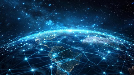 Craft an image depicting the interconnectedness of a global cyberspace