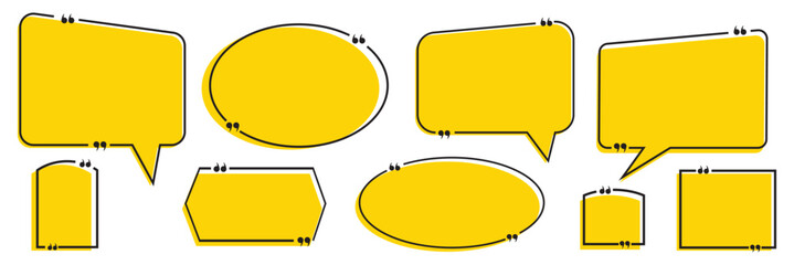 Obraz premium Set with quote box frame in abstract style. Vector texting quote boxes. Bubble banners with quotation, message and comment.