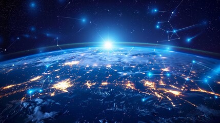 Obraz premium Craft an image depicting the interconnectedness of a global cyberspace