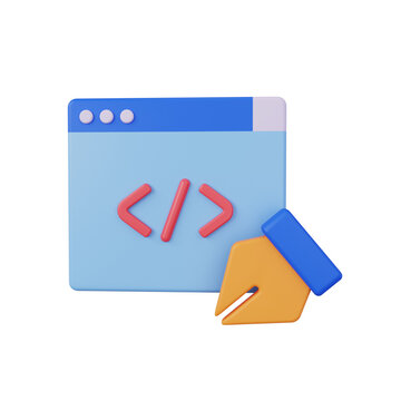 coding 3d render icon