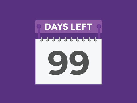 99 days to go countdown template. 99 day Countdown left days banner design. 99 Days left countdown timer