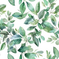 Olive branch and eucalyptus wreaths, serene boho watercolor, seamless pattern, peaceful greens, symbol of peace and healing. Seamless Pattern, Fabric Pattern, Tumbler Wrap, Mug Wrap.