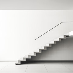 A monochromatic photo of a minimalist staircase, showcasing simplicity