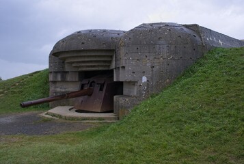 Longues-sur-Mer, France - Apr 26, 2024: German Longues-sur-Mer battery during Second World War. It...