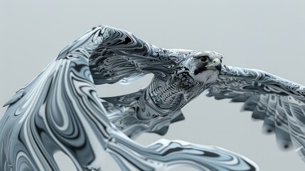 Falcon flying artistic marble created by AI