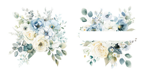Pair of symmetrical blue floral arrangements