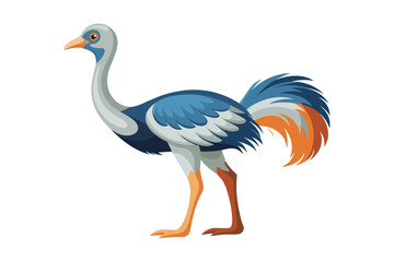 Obraz premium Ostrich flat vector illustration on white background