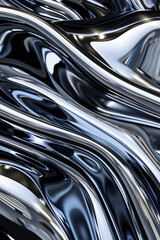 Gleaming chrome and jet black wavy abstract, sleek and modern for futuristic design projects