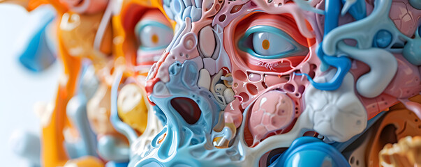 Fototapeta premium The image shows a close-up of a human face