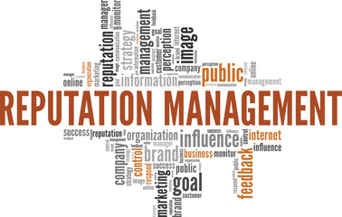 Reputation Management word cloud conceptual design isolated on white background.