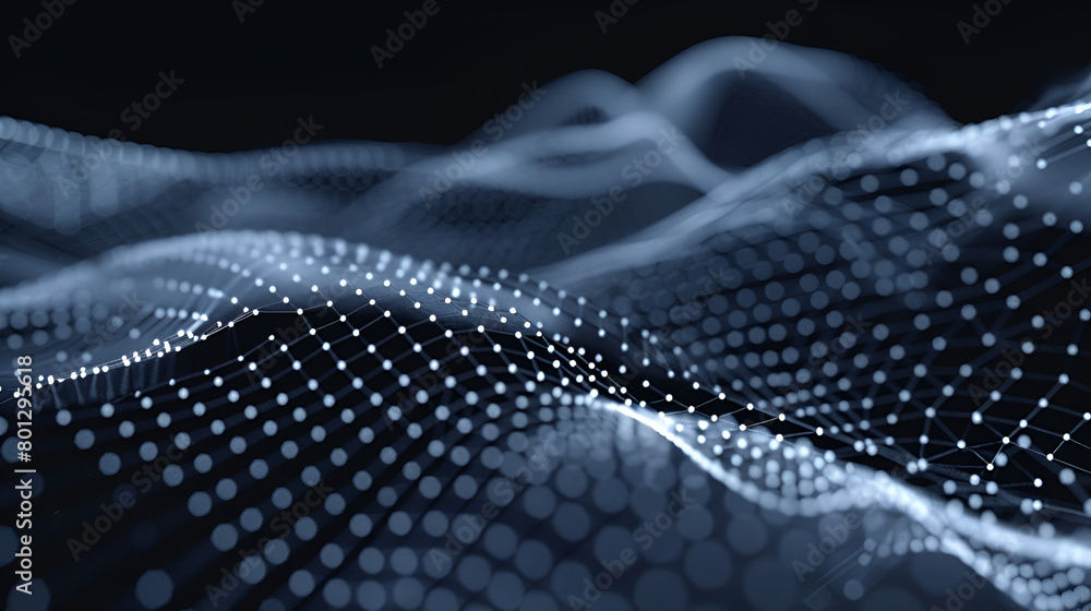 Poster Music color wave of particles and lines. Big data visualization. Abstract blue background with a dynamic wave,Abstract technology stream background, Digital dynamic wave of dots. Network connection 

