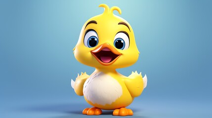 Duck, in the 3D illustration style, cute, kawaii character design with on a simple background, a high resolution detailed texture with adorable details
