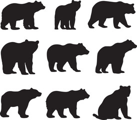 Bear Silhouette Vector Set