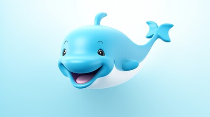 Whale, in the 3D illustration style, cute, kawaii character design with on a simple background, a high resolution detailed texture with adorable details