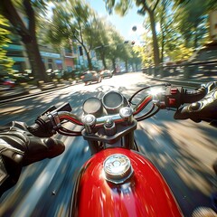 A first-person view from a motorcycle