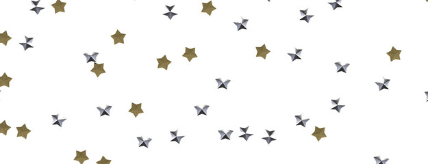 Stars - Holiday golden decoration, glitter frame isolated -