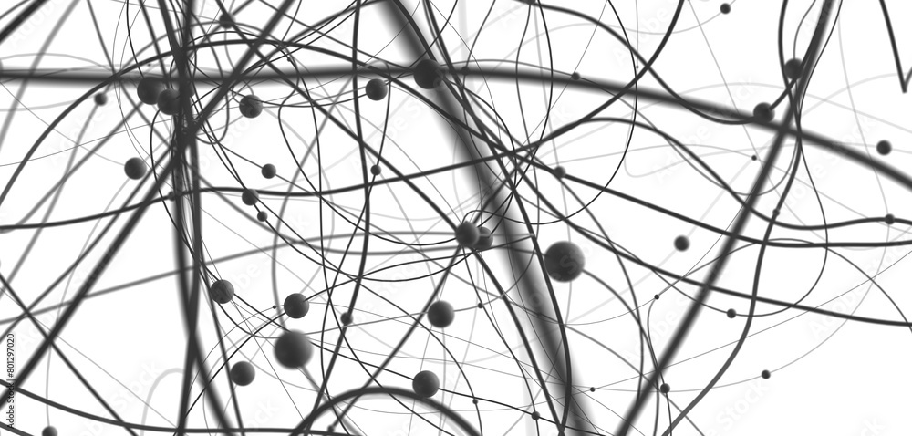 Aufkleber Abstract plexus blue geometry background. Digital technology network connection concept. 3D rendered illustration