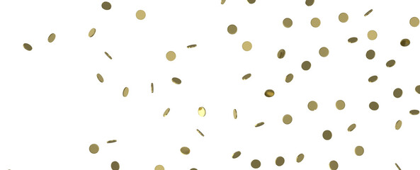 Gold confetti background, isolated on transparent background