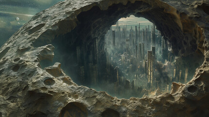 A city on the surface of an asteroid