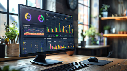 computer monitor with showing data chart