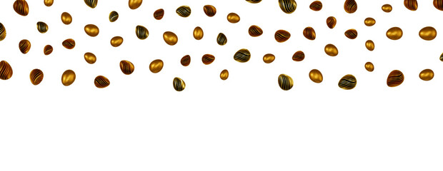 3d rendering of Easter elegant eggs with gold paint