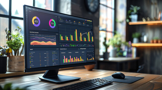 computer monitor with showing data chart