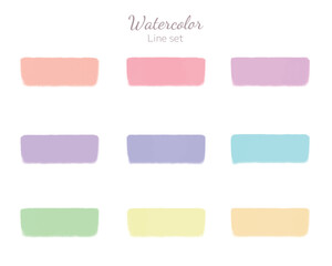 水彩テクスチャのラインセット