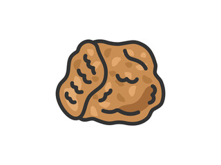 惣菜の、鶏の唐揚げのアイコン（線画カラー）のイラスト