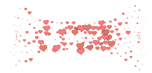 Falling red and pink hearts isolated on transparent background. Valentine’s day design.