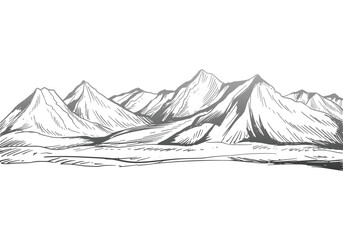Beautiful hand draw landscape with mountain sketch design