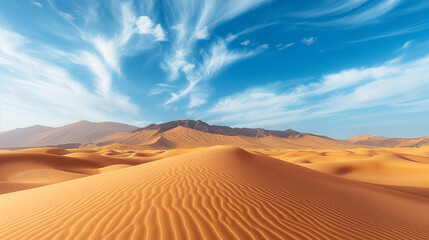 A stunning desert landscape with towering sand dunes