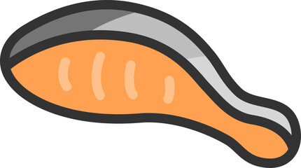 Obraz premium 惣菜の、塩鮭のアイコン（線画カラー）のイラスト