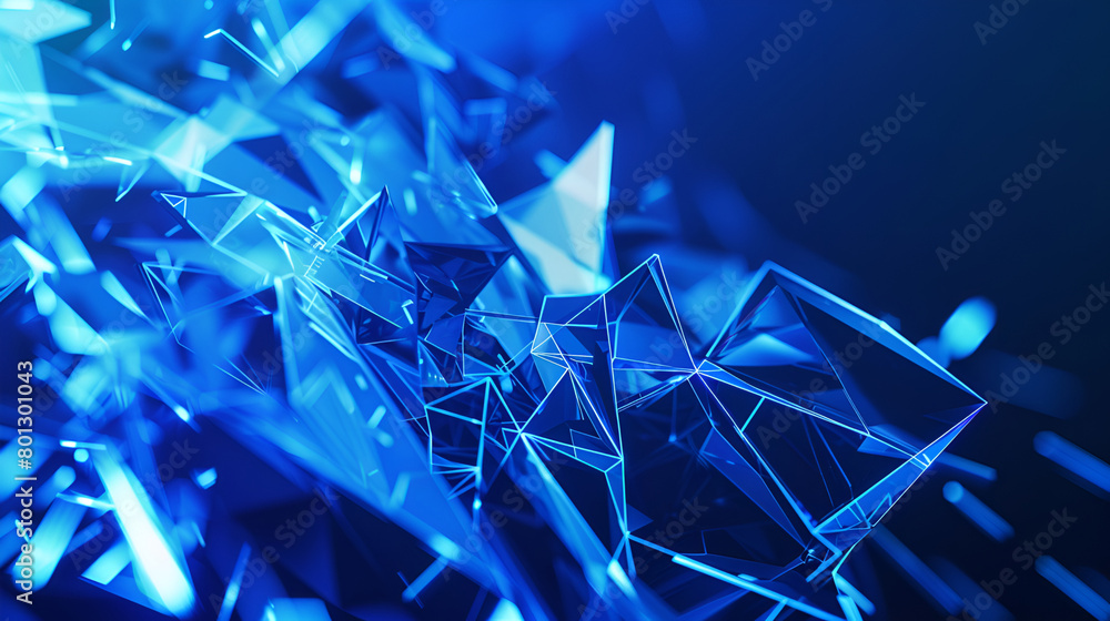 Poster Abstract background. Molecules technology with polygonal shapes, connecting dots and lines. Connection structure. Big data visualization,Geometric pattern of white and blue triangle shapes
