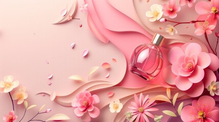 Bottle of perfume with flowers