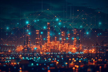 Fototapeta premium Unveiling the Future of Oil. Transforming the Future of Energy. Oil Refineries Embrace Digitalization and Clean Energy Solutions, 3d, illustration