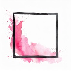 Kwadratowa ramka z różową plamą farby tło - obrazy, fototapety, plakaty
