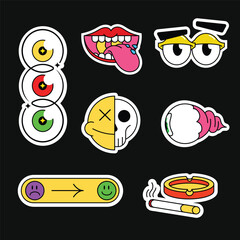 Cool Trendy Patches or stickers Vector Design 1