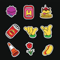 Cool Trendy Patches or stickers Vector Design 4