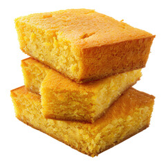Golden brown cornbread slices isolated on transparent background
