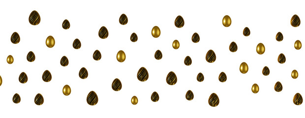 golden and silver eggs isolated on white background with shadow. Easter eggs