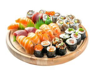 Japanese sushi platter on transparent background