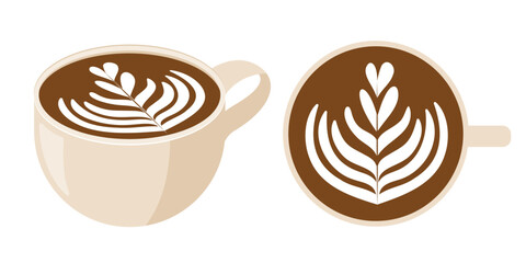 Set of coffee cups. Vector illustration isolated on white background