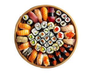 Japanese sushi platter on transparent background